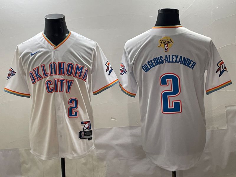 Men 2025 Oklahoma City Thunder #2 Gilgeous-Alexander White Nike Joint Name NBA Jersey style 15